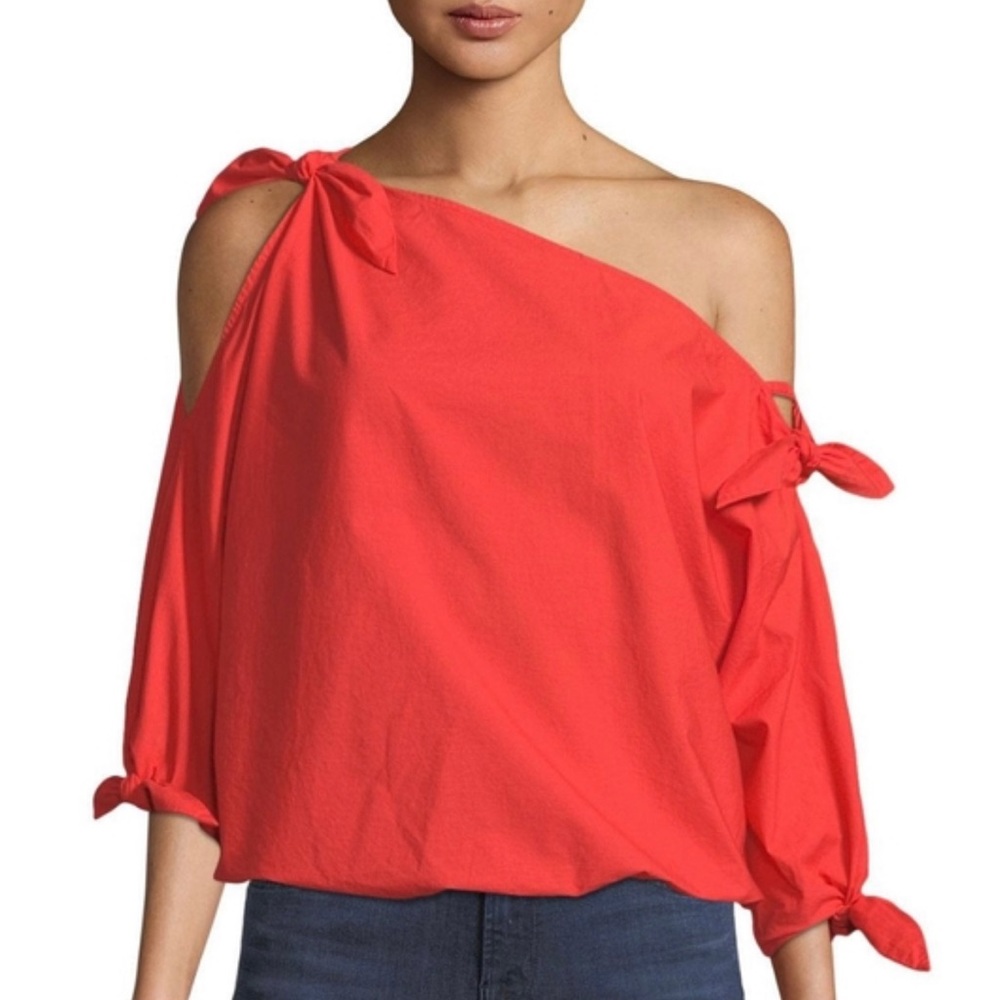 NWT Joie Colissa One-Shoulder Salsa Red Top Size M